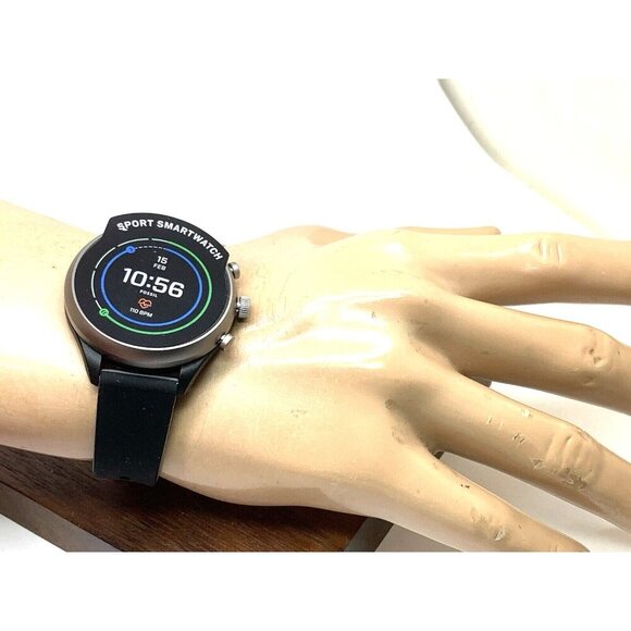 Fossil Women's Watch FTW6024 Smartwatch Aluminum Gray Black Rubber Band 41mm - Picture 5 of 14